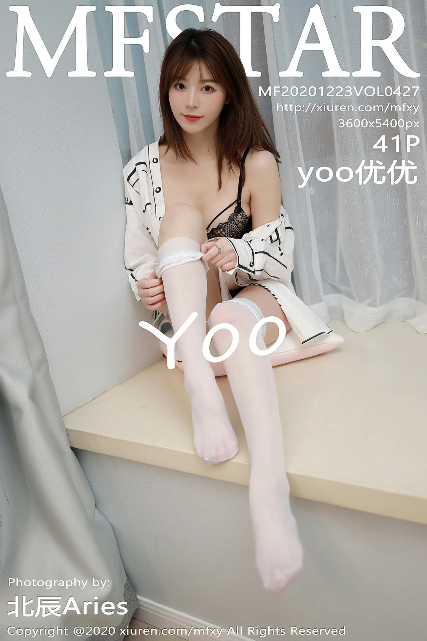 [MFStar模范学院]Vol.427_嫩模Yoo优优性感衬衫露黑色内衣配黑白蕾丝袜诱惑写真41P-秀人网 - XiuRen.Pro